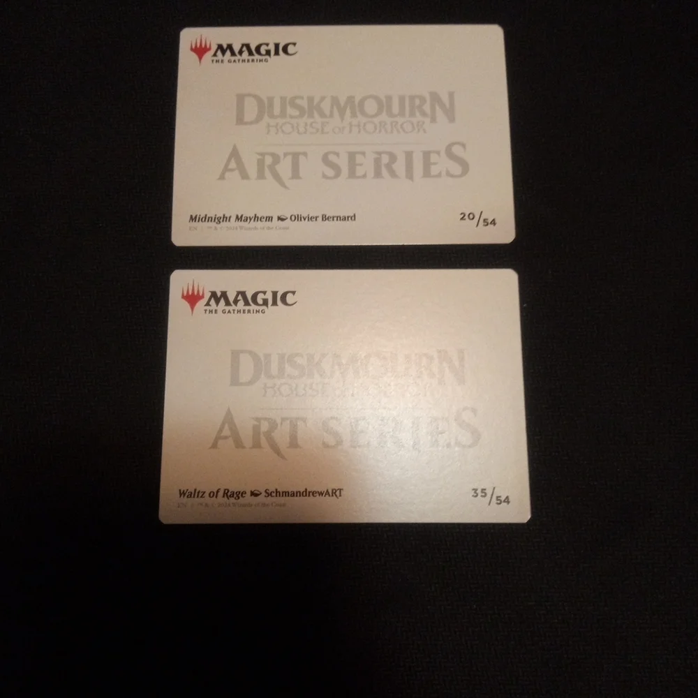 Lot Of 20 MTG Duskmourn Art Series Trading Cards With 2 Gold Stamped Signatures